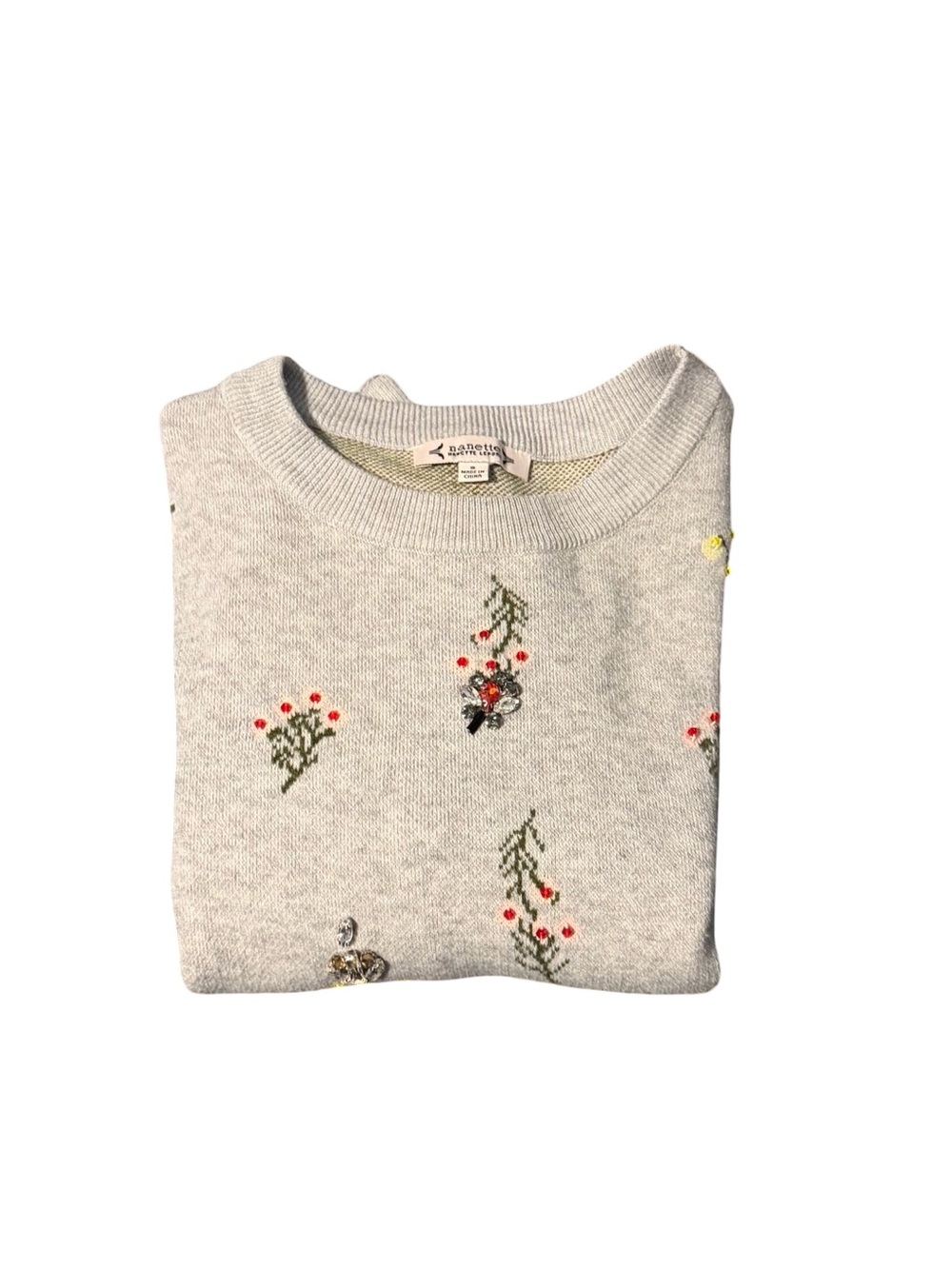 Nanette Lepore Grey  jeweled sweater preppy coquette cottagecore tweed S - Picture 7 of 7